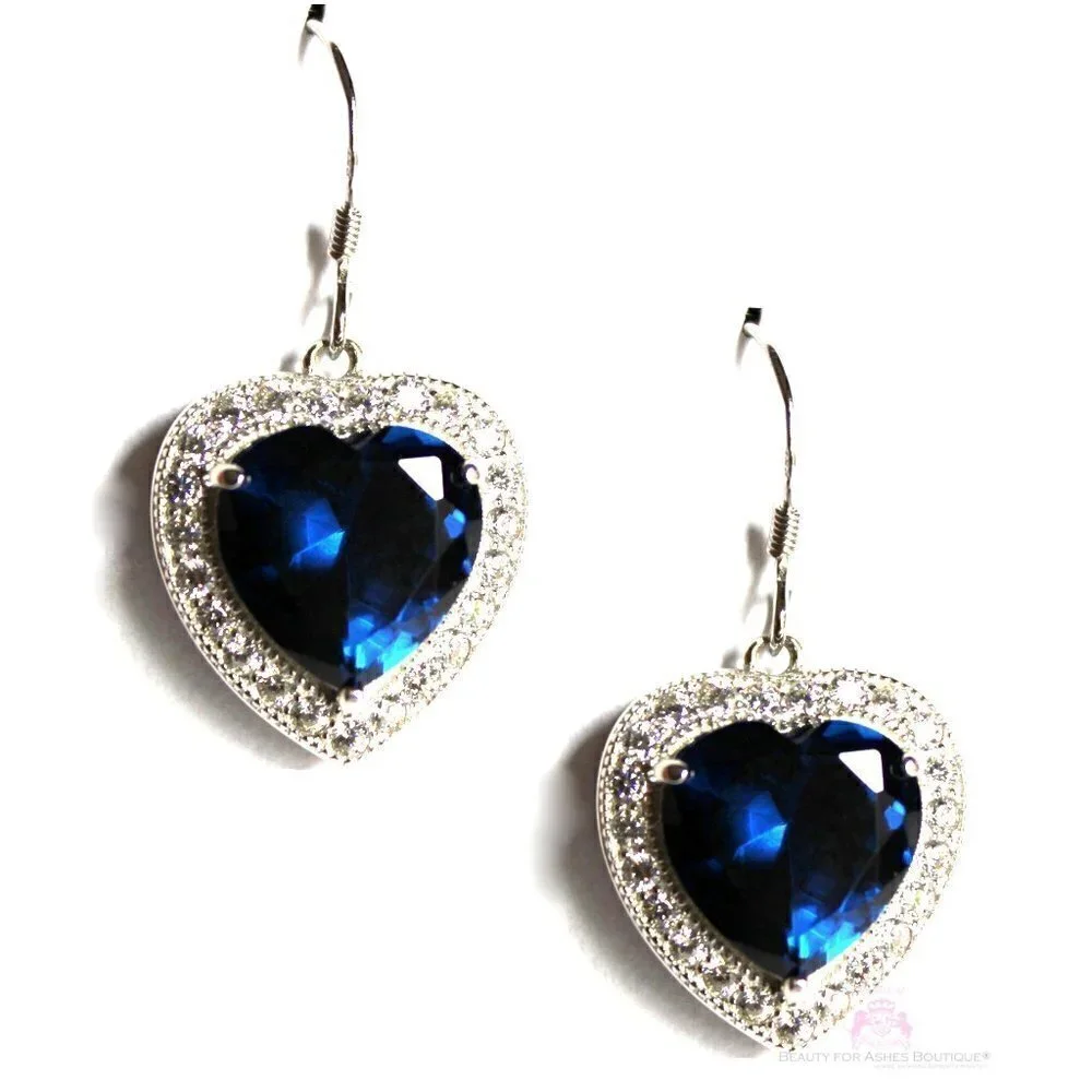 Heart for Jerusalem™ Sterling Silver Sapphire Cz Dangle Earrings - New w/Tags
